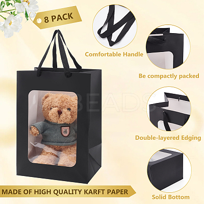 Paper Visible Window Gift Bags with Rope Handles ABAG-WH0040-14A-1