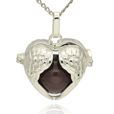 Silver Color Plated Brass Hollow Heart Cage Pendants KK-J241-10S-1