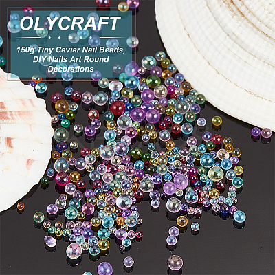 150G 15 Styles AB Color Plated 3D Nail Art Glass Mini Ball Beads MRMJ-OC0003-95-1