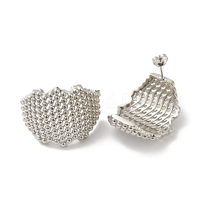 Rack Plating Brass Hollow Twist Stud Earrings for Women EJEW-D073-03P-1