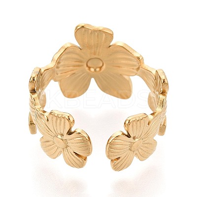 Adjustable Ion Plating(IP) 304 Stainless Steel Cuff Rings for Women RJEW-N052-05G-1
