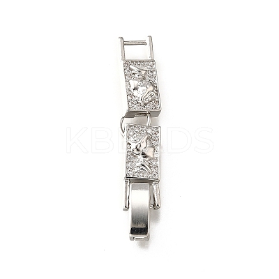 Brass Micro Pave Clear Cubic Zirconia Fold Over Clasps KK-R222-03P-1
