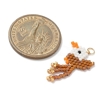 Glass Seed Beaded Bird Pendants PALLOY-MZ00920-03-1