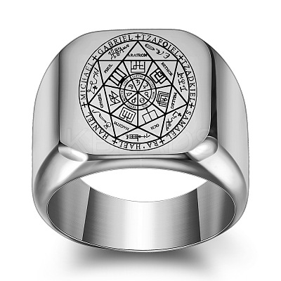 The Seven-Pointed Star Pattern 304 Stainless Steel Finger Rings FS-WGB7142-07-1