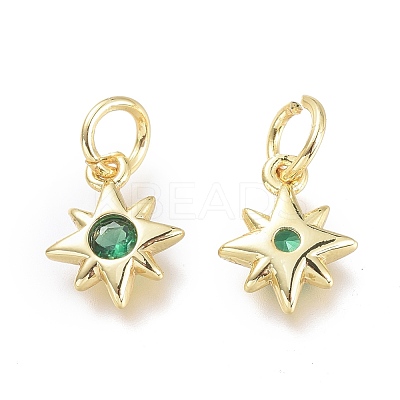 Brass Micro Pave Cubic Zirconia Pendants KK-P188-H01-G-1