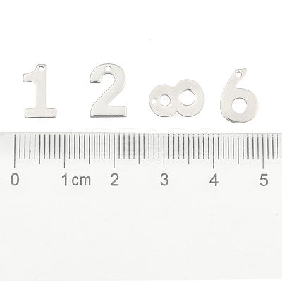 Tarnish Resistant 201 Stainless Steel Number Charms STAS-S035-M-1