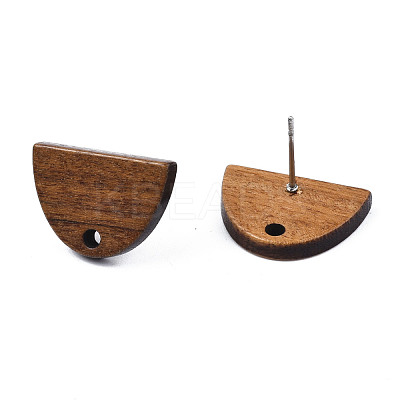 Walnut Wood Stud Earring Findings MAK-N032-009-1