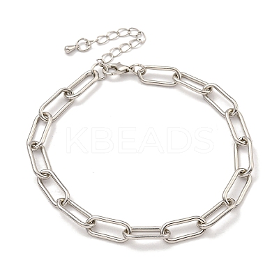 Brass Paperclip Chains Bracelets for Women BJEW-G703-09P-1