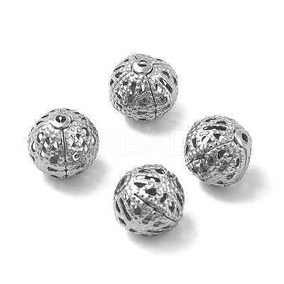Non-Tarnish 304 Stainless Steel Hollow Round Beads STAS-P319-13P-1