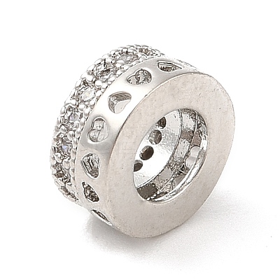 Brass Micro Pave Cubic Zirconia European Beads KK-M248-03P-1
