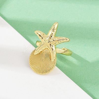 Ocean Theme Brass Cuff Rings RJEW-C135-01G-12-1