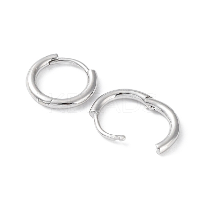 Rhodium Plated 925 Sterling Silver Huggie Hoop Earrings EJEW-K258-19B-P-1