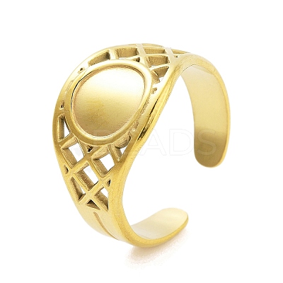Real 18K Gold Plated 304 Stainless Steel Open Cuff Rings for Women LS-RJEW-B061-01G-03-1