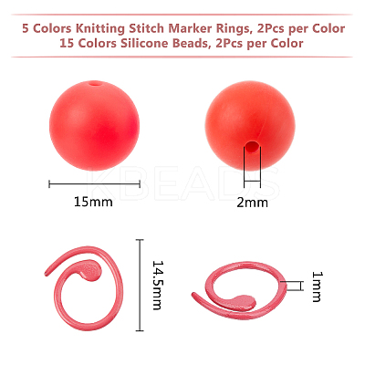 Baking Paint Zinc Alloy Knitting Stitch Marker Rings DIY-DC0002-21-1