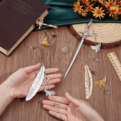 4Pcs Alloy Bookmarks AJEW-OC00037-1
