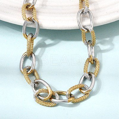 9MM Duo Tone 304 Stainless Steel Textured Cable Chain Necklaces for Women Men SA-CBA37BC-19GP-1