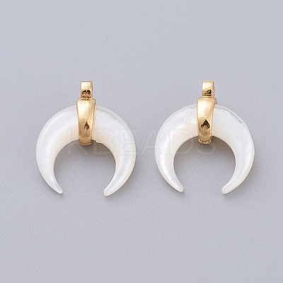 Natural White Shell Mother of Pearl Shell Pendants SSHEL-L017-012G-1