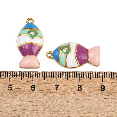 304 Stainless Steel Enamel with Rhinestone Pendants STAS-Z152-03G-01-1