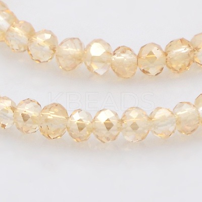 Pearl Luster Plated Faceted Rondelle Glass Beads Strands GLAA-A024B-PL01-1