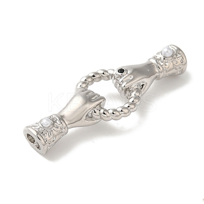 Rack Plating Brass Pave Black Cubic Zirconia Hands with Rings Links Connector Charms KK-A229-14P-1