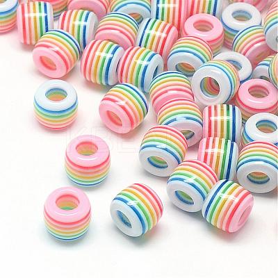 Opaque Stripe Resin European Beads RESI-S344-08-1