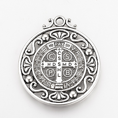 Tibetan Style Alloy Pendants X-TIBEP-Q078-01AS-RS-1