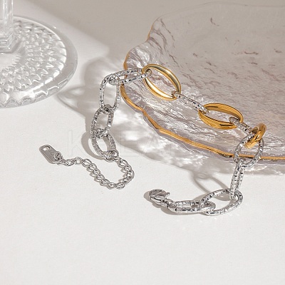 304 Stainless Steel Cable Chain Bracelets for Women BJEW-K279-02GP-1
