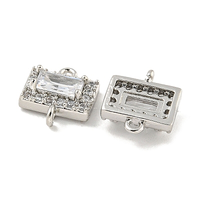 Brass Pave Clear Cubic Zirconia Connector Charms KK-P275-44P-1
