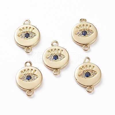 Brass Micro Pave Clear & Royal Blue Cubic Zirconia Links Connectors KK-C100-40G-1
