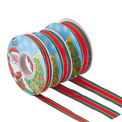 3Roll 3 Styles Polyester Striped Ribbon OCOR-DC0001-18-1