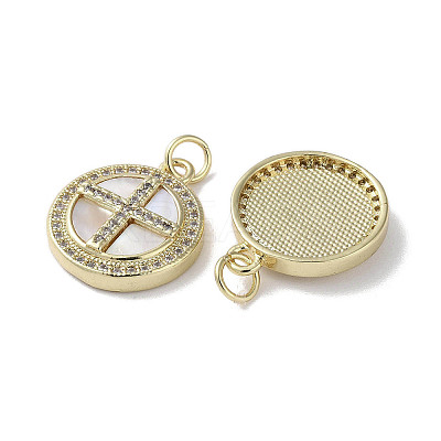Brass Micro Pave Clear Cubic Zirconia Cross Pendants KK-G485-32G-01-1