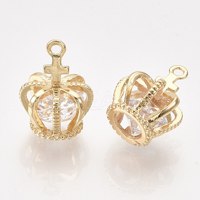 Brass Cubic Zirconia Pendants KK-S348-446-1