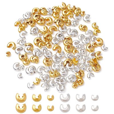 300Pcs 6 Styles Brass Crimp Beads Covers KK-CJ0001-93-1