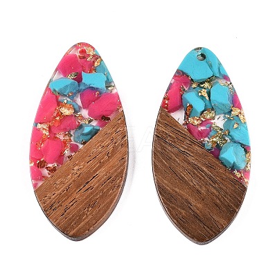 Transparent Resin and Walnut Wood Pendants RESI-T057-05K-1