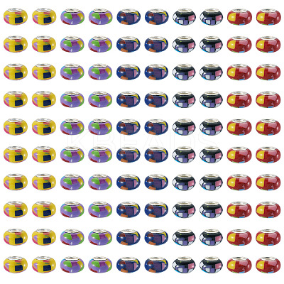 100Pcs 5 Colors Bohemian Style Resin European Beads RESI-TA0004-83-1