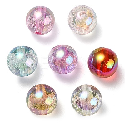 UV Plating Transparent Rainbow Iridescent Acrylic Beads X-TACR-D010-07-1