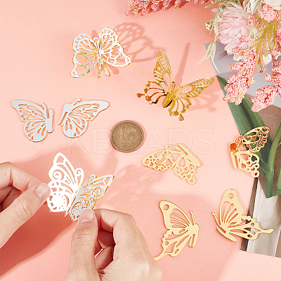12Pcs 6 Styles Acrylic Mirror Butterfly Cupcake Toppers FIND-CN0001-44-1