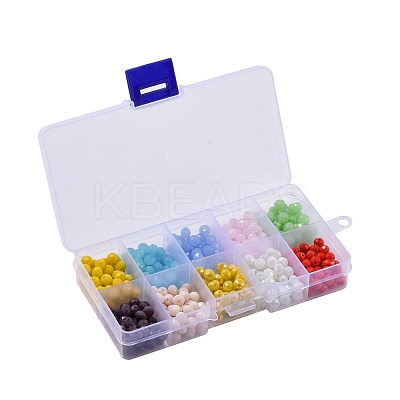 500Pcs 10 Style Opaque Solid Color & Electroplate Glass Beads EGLA-YW0001-20B-1
