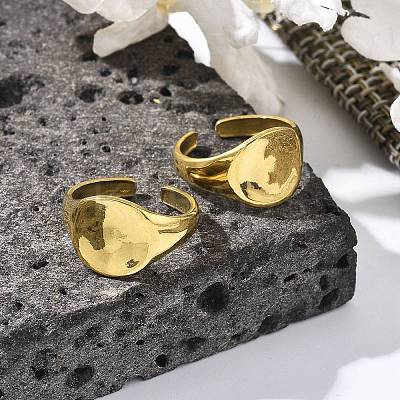 Round 304 Stainless Steel Open Cuff Rings for Women RJEW-M019-13G-1