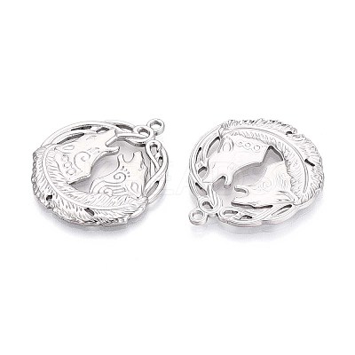 304 Stainless Steel Howling Wolf Pendants STAS-T067-36P-1