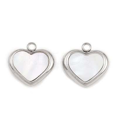 Natural White Shell Heart Charms STAS-Z166-04P-1