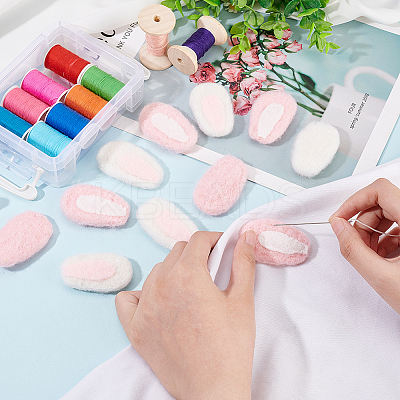 12Pcs 2 Colors Felt Rabbit Ear Ornament Accessories FIND-FG0002-31-1