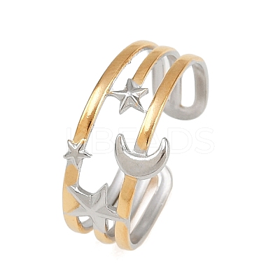 304 Stainless Steel Double Color Cuff Rings RJEW-S635-01GP-21-1