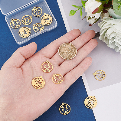 12Pcs 3 Styles 304 Stainless Steel Pendants STAS-UN0033-77-1