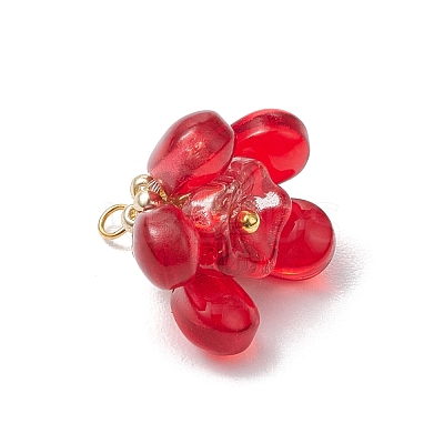Glass Flowers Pendants PALLOY-MZ00629-1