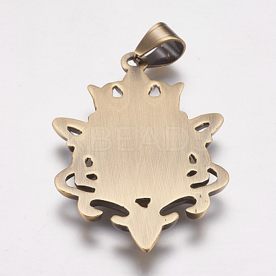 304 Stainless Steel Big Badge Pendants STAS-K171-28AB-1