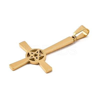 304 Stainless Steel Saint Peter's Cross Pendants STAS-R171-06G-1