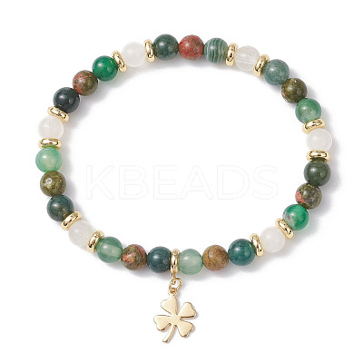 304 Stainless Steel Clover Charm Bracelets BJEW-JB12606-02-1