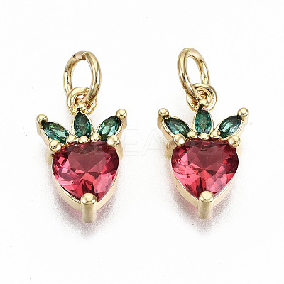 Brass Micro Pave FireBrick Cubic Zirconia Charms ZIRC-S067-154-NF-1