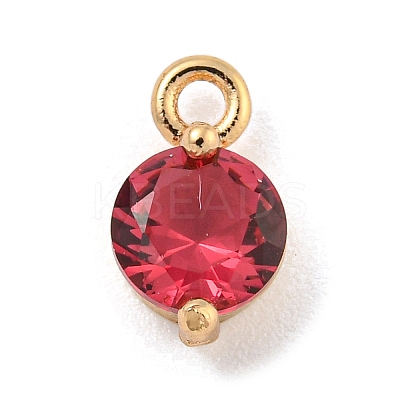 Flat Round Brass Micro Pave Cubic Zirconia Charms KK-Z072-02KCG-05-1